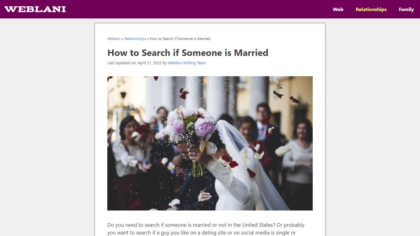 How to Find out If a Person is Married or Not - Weblani