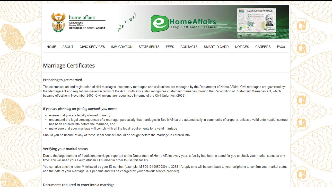 Department of Home Affairs - Marriage Certificates