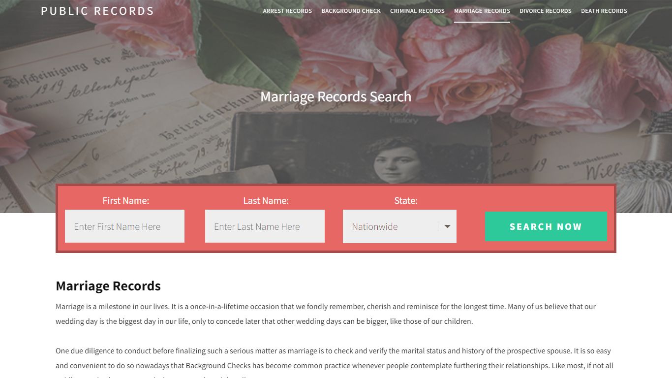 Marriage Records | Enter Name and Search. 14Days Free
